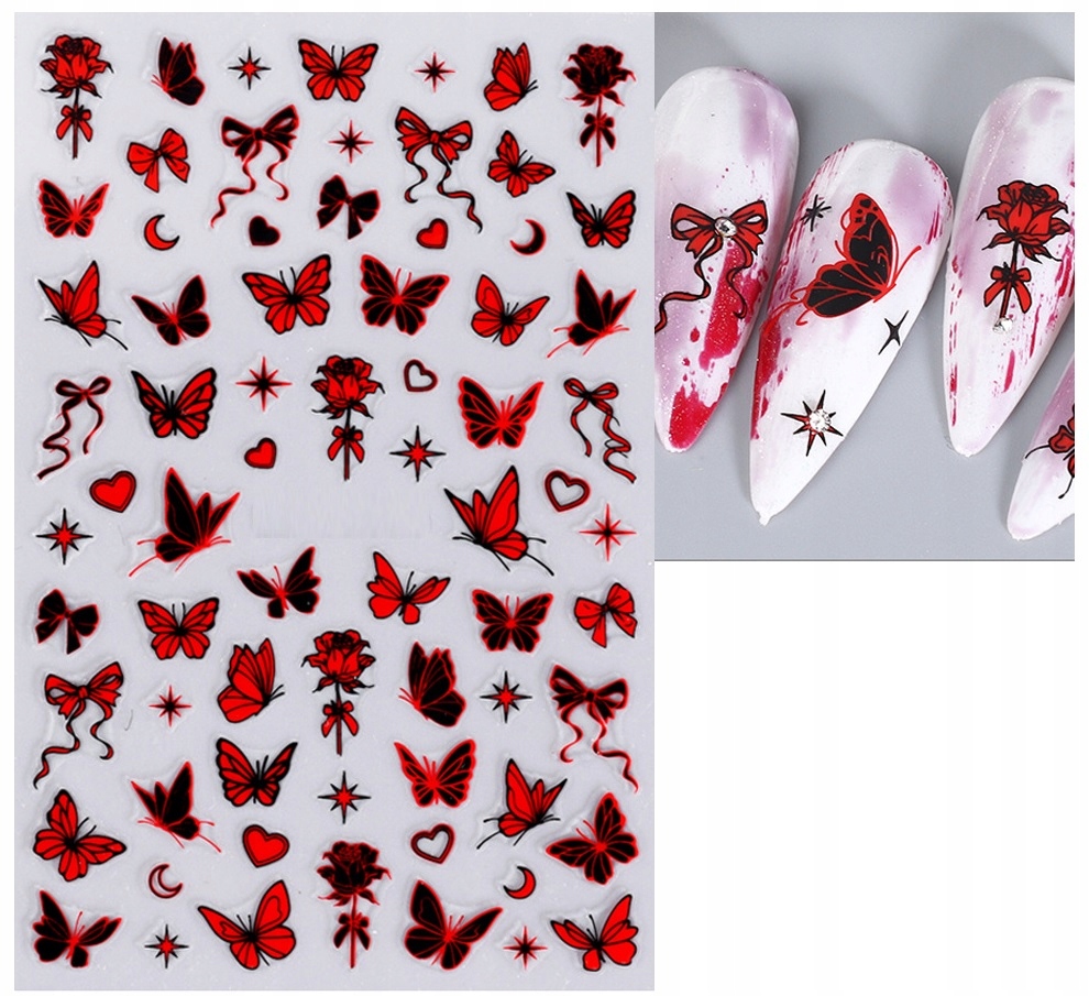 Naklejki na Paznokcie 3D Kokardki Motyle R49