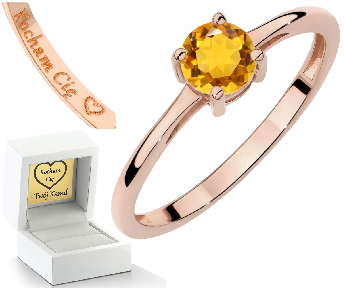 Růžové Zlato Prstýnek S Citronem Zlato 585 Dárek Gravírování