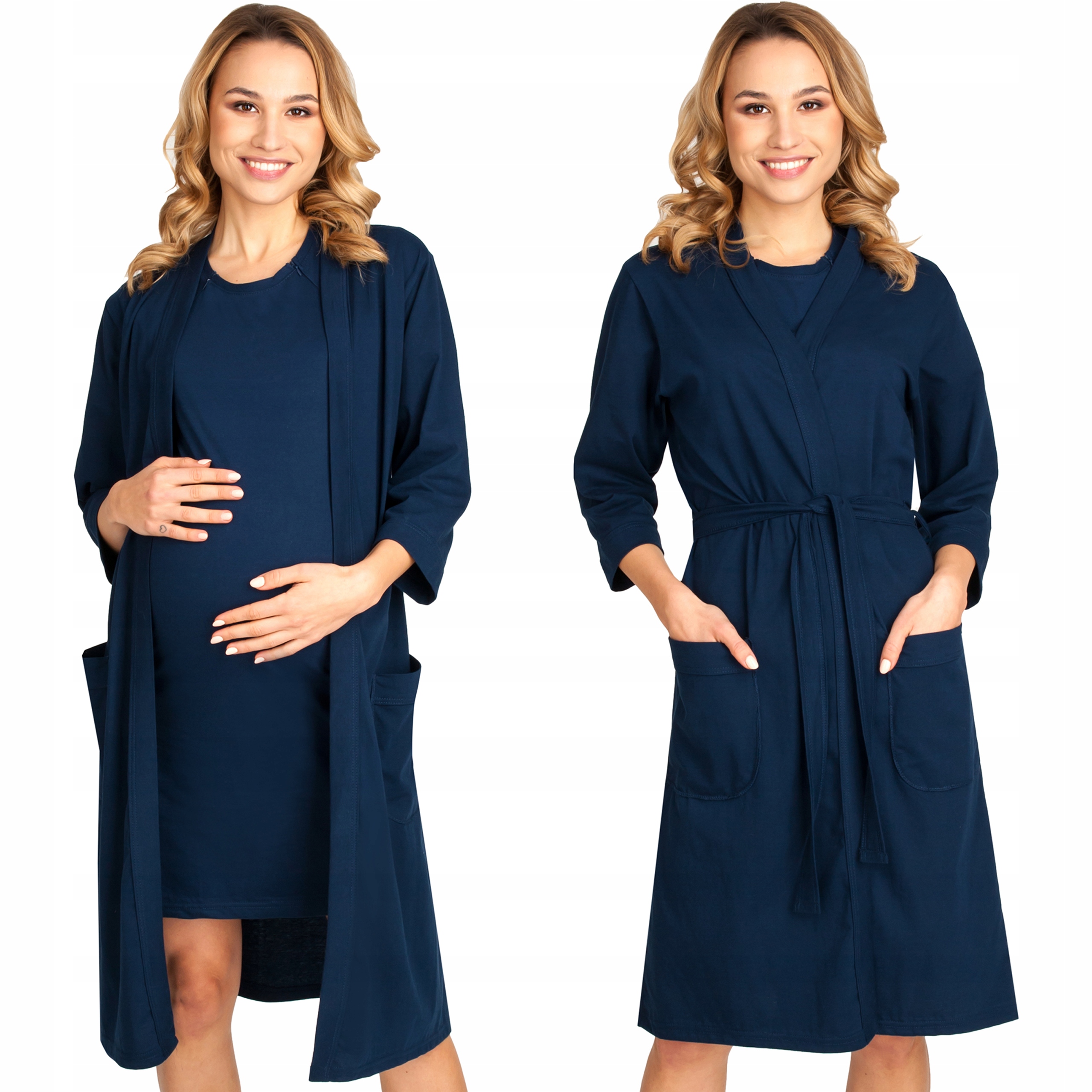 KOSZULA DO KARMIENIA SZLAFROK CIĄŻOWY KOMPLET Rozmiar S