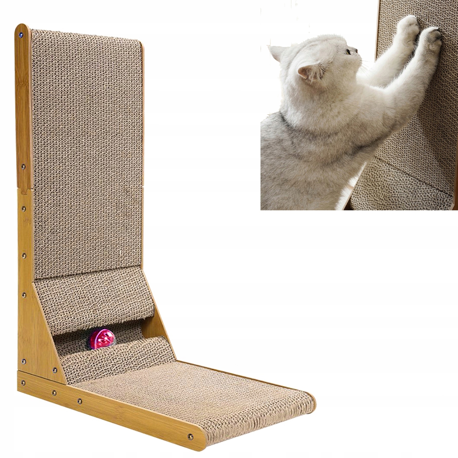 Drapak Pro Kočky Kartonový S Koťátkem Pelíšek Z Lepenky Míč