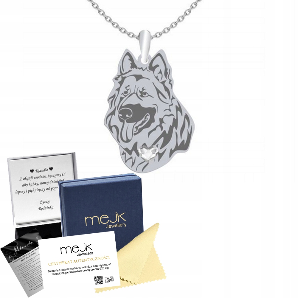 Stříbrný náhrdelník se psem Staroněmecký ovčák 925 Šperky Gravírování