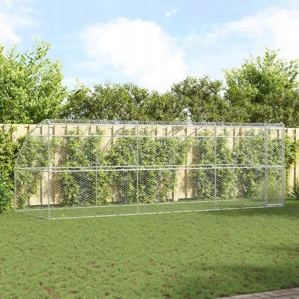 Levně vidaXL Psí kennel s úložištěm 3 pcs Stříbrná 6 x 2 x 2 m Ocel