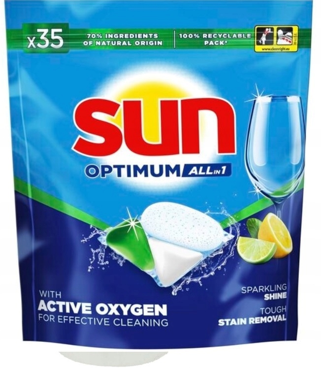 Tabletki do zmywarki Sun Optimum Lemon 35 sztuk.