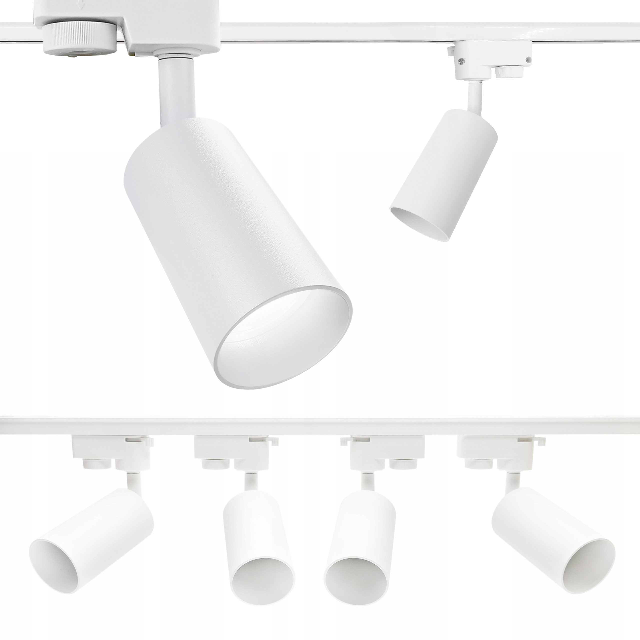 Zestaw 4x SPOT REFLEKTOR RUCHOMY BIAŁY NA GU10 + SZYNOPRZEWÓD Szyna 1,5m