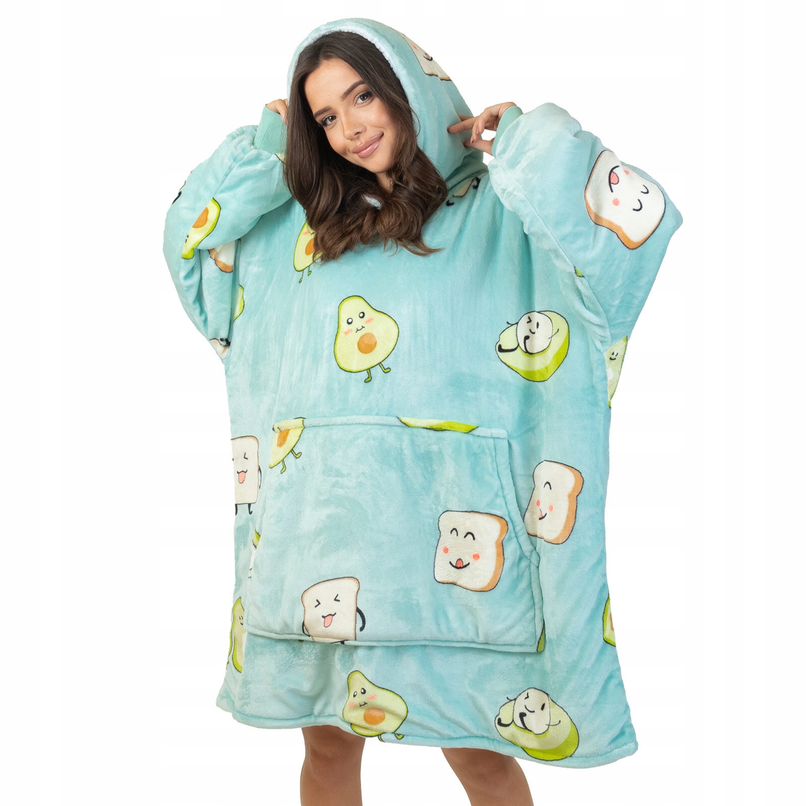 Mikinová Deka Deka Mikina Teplá 2v1 Tlustá XXL Kožešina fleecová mikina s kapucí Oversize