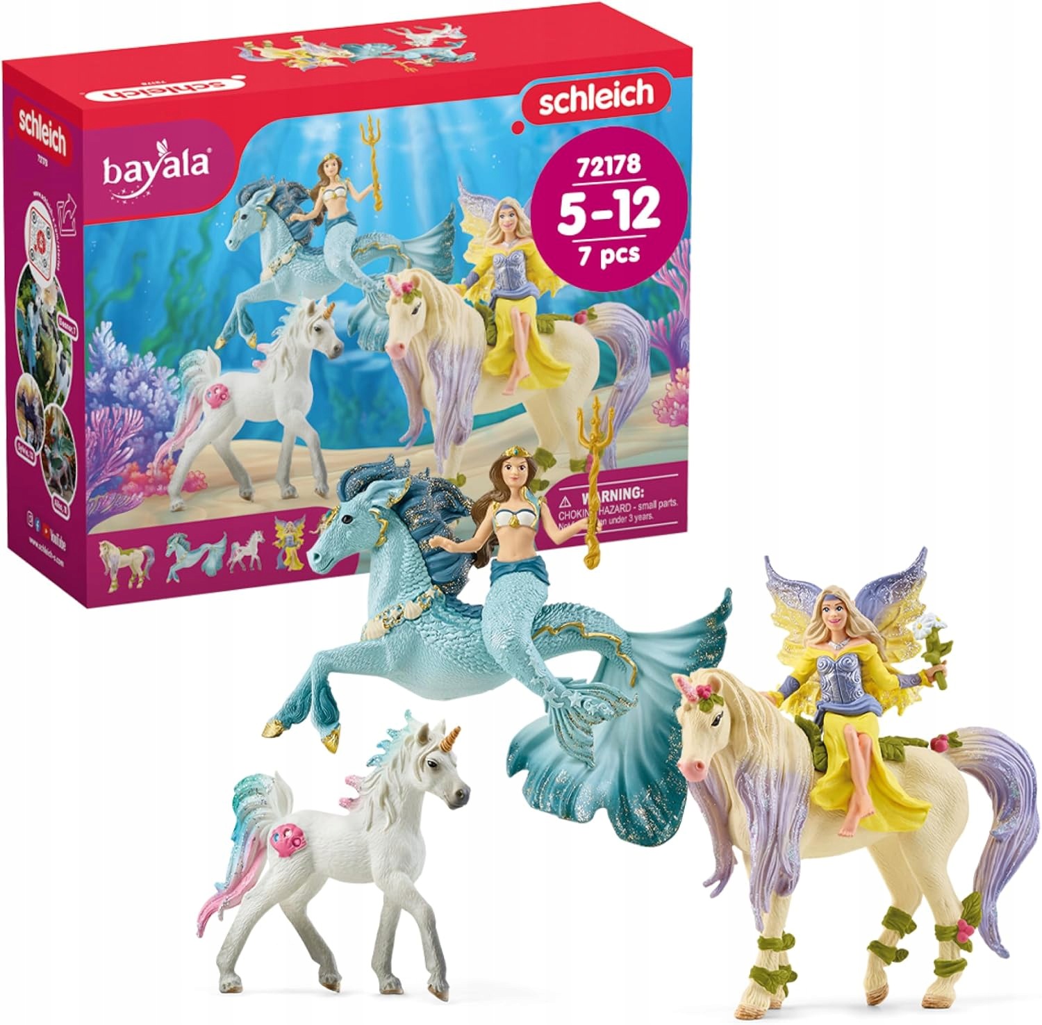Schleich Bayala Zestaw 3 Figurek Jednorożce Syrenka Eyela Wróżka Sera 72178