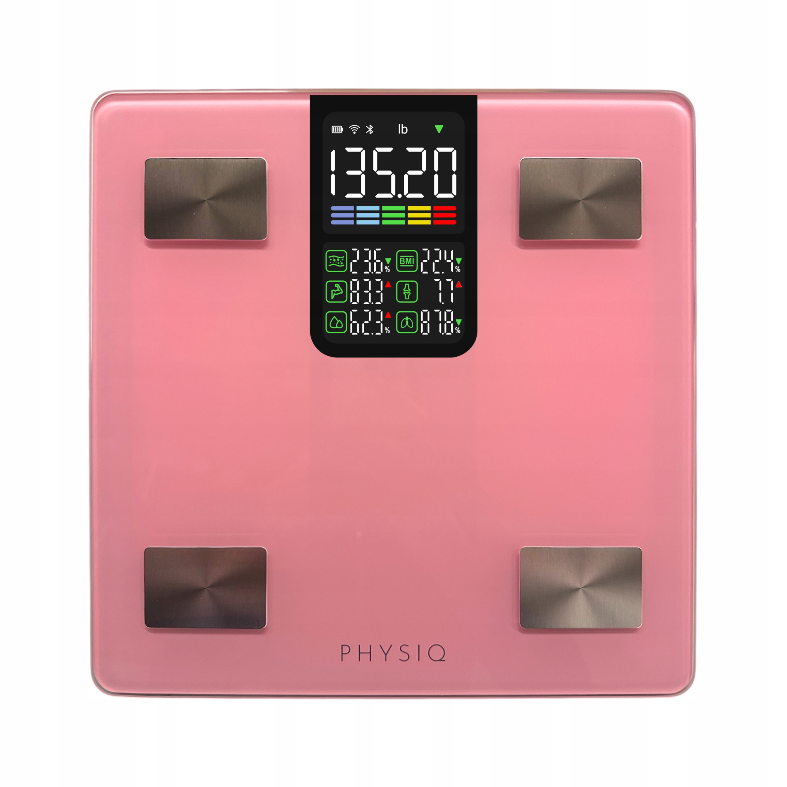 Waga Łazienkowa Analityczna Sportowa 13 Parametrów LCD Android iOS Różowa