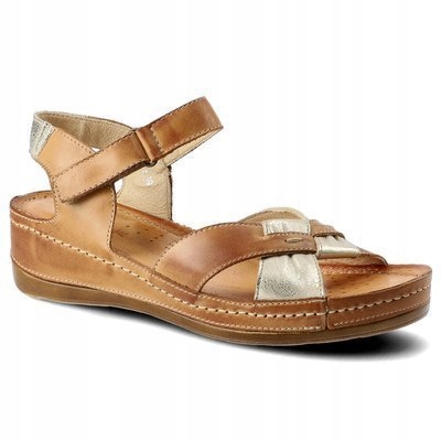 

Brązowe Sandały Wasak Modne Wygodne Obuwie