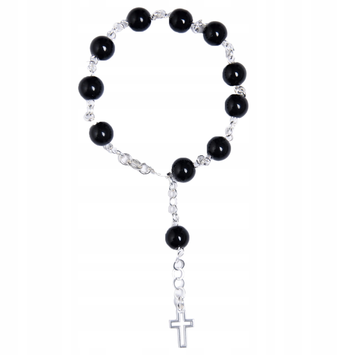 Růženec náramek z černého onyxu korálky 8 mm RT-010