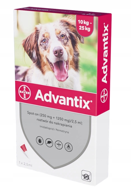 Advantix Spot-on 4 pipety 2,5 ml psy 10-25 kg