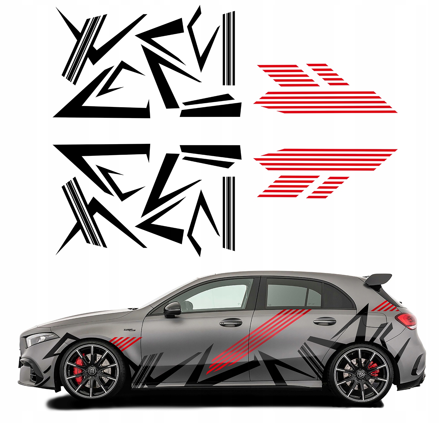 2x Nálepka Grafika na auto Motív Vzor Geometria Linky Tvary 94x711