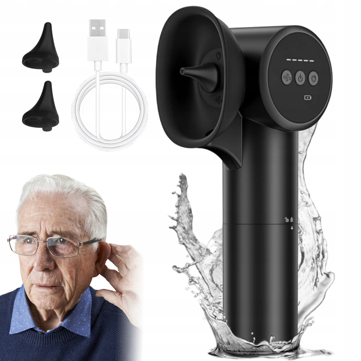 Irygator Do Uszu Z Podwójnym Zbiornikiem Suszenie 37°C IPX7