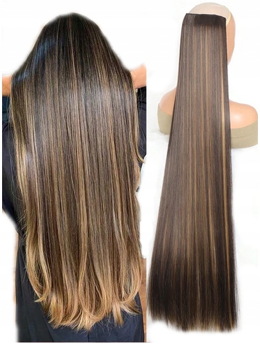 Włosy Clip In Długie Jasny Brąz Z Pasemkami 70 CM 1097
