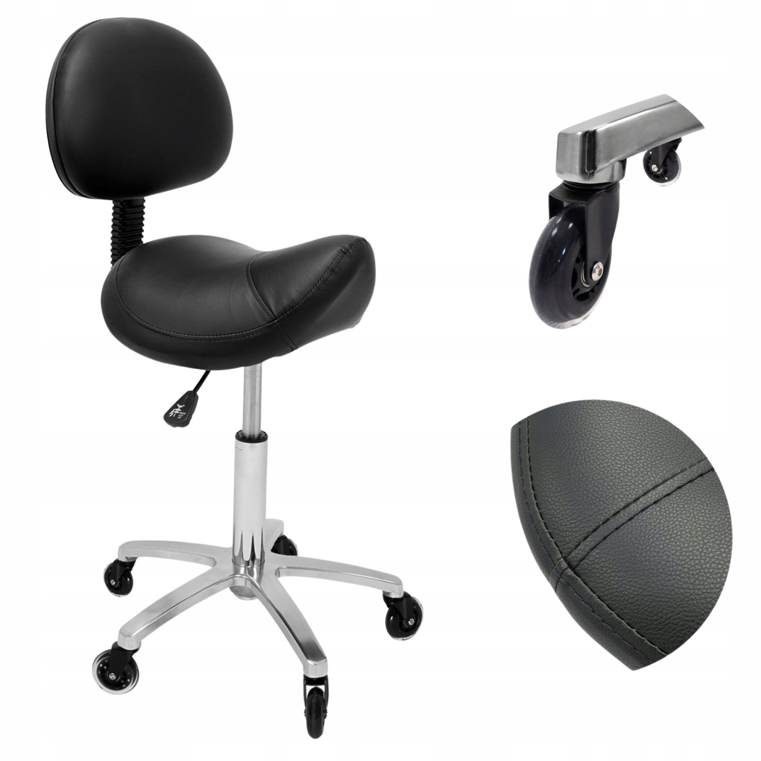 Mobilní kosmetická stolička Rodeo Opěradlo Sedlo Hoker Černá