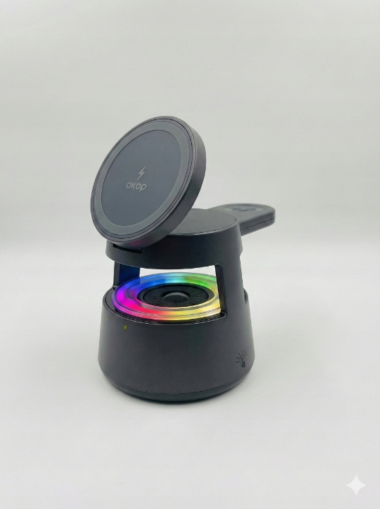 Bezdrátový reproduktor Magnetická nabíječka 5v1 Led lampa Rgb Okop KP-761