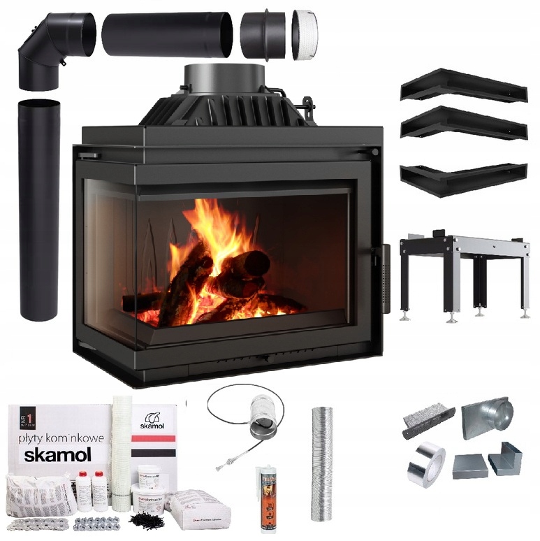 Krbová Rohová Krbová Vložka Simple 8 Levá Eko Sada Trubky Lufty Desky