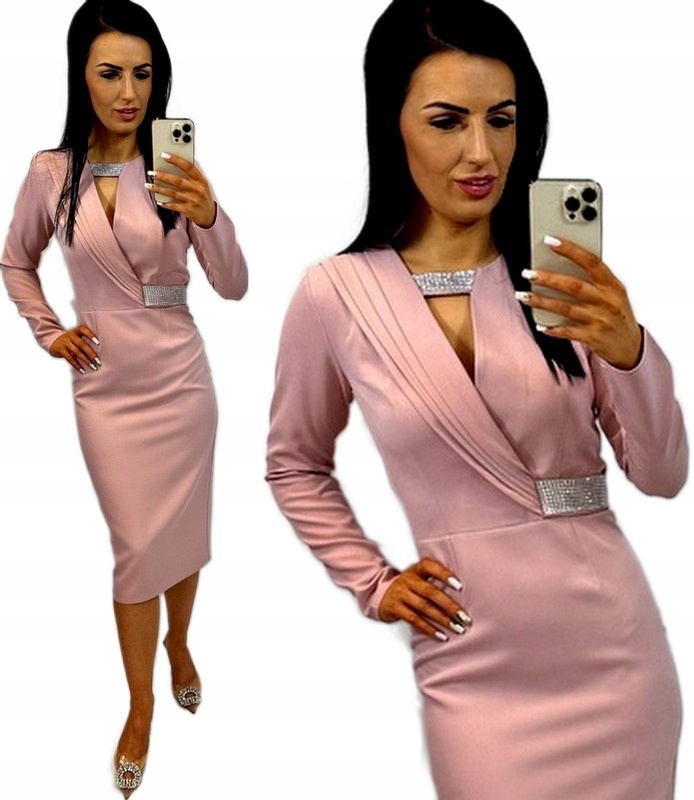 Dámské šaty na křtiny Svatební Hostina Šaty Elegantní Midi Růžová XXL