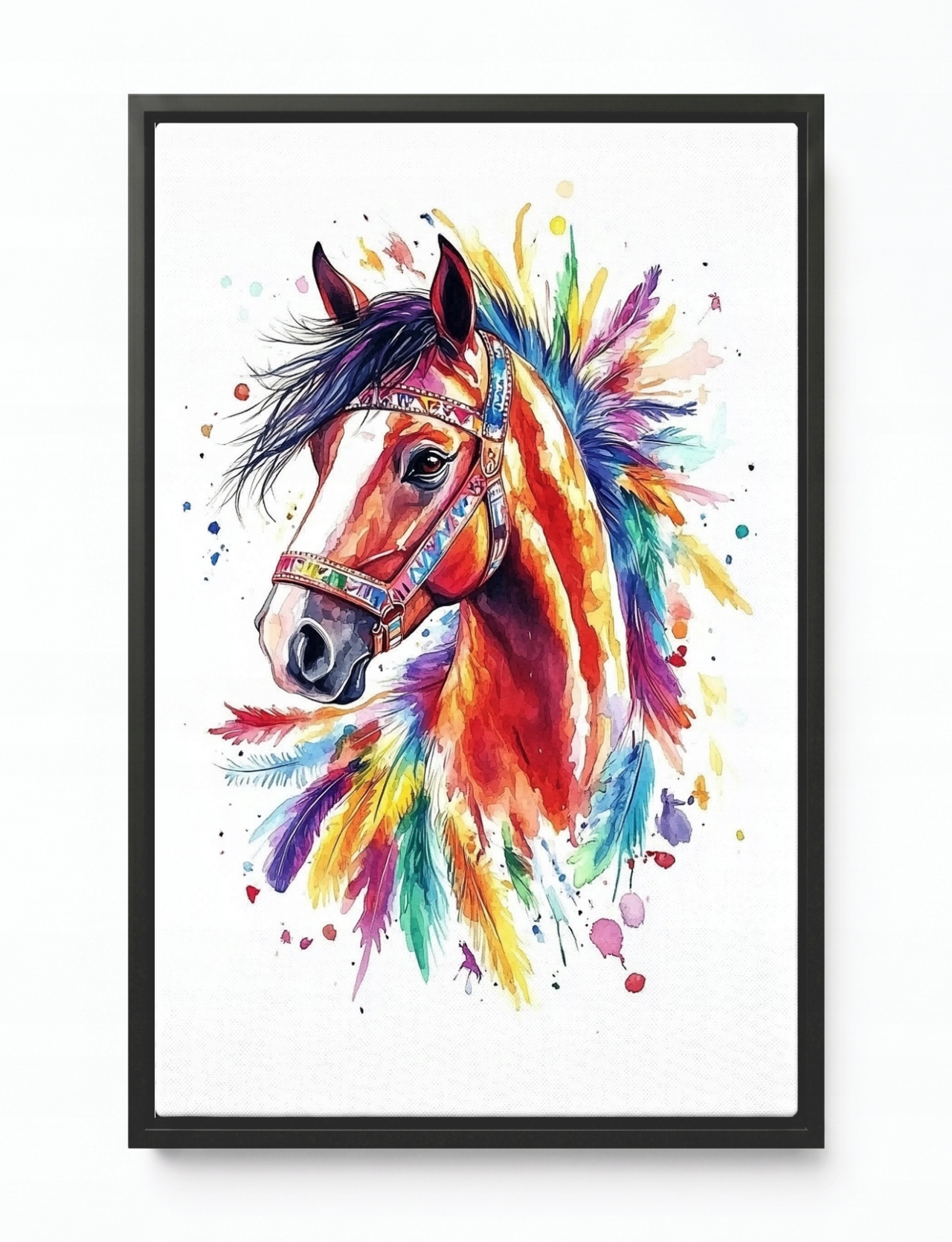 Obraz Rám Americká Krabička Grafika Kůň Portrét Pera Boho Splash Art 40x60