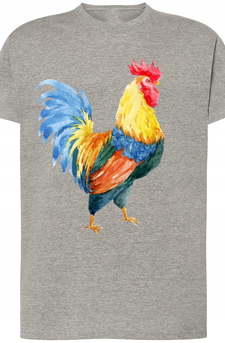 

Męski T-Shirt Nadruk Kogut Kolorowy Rozm.L