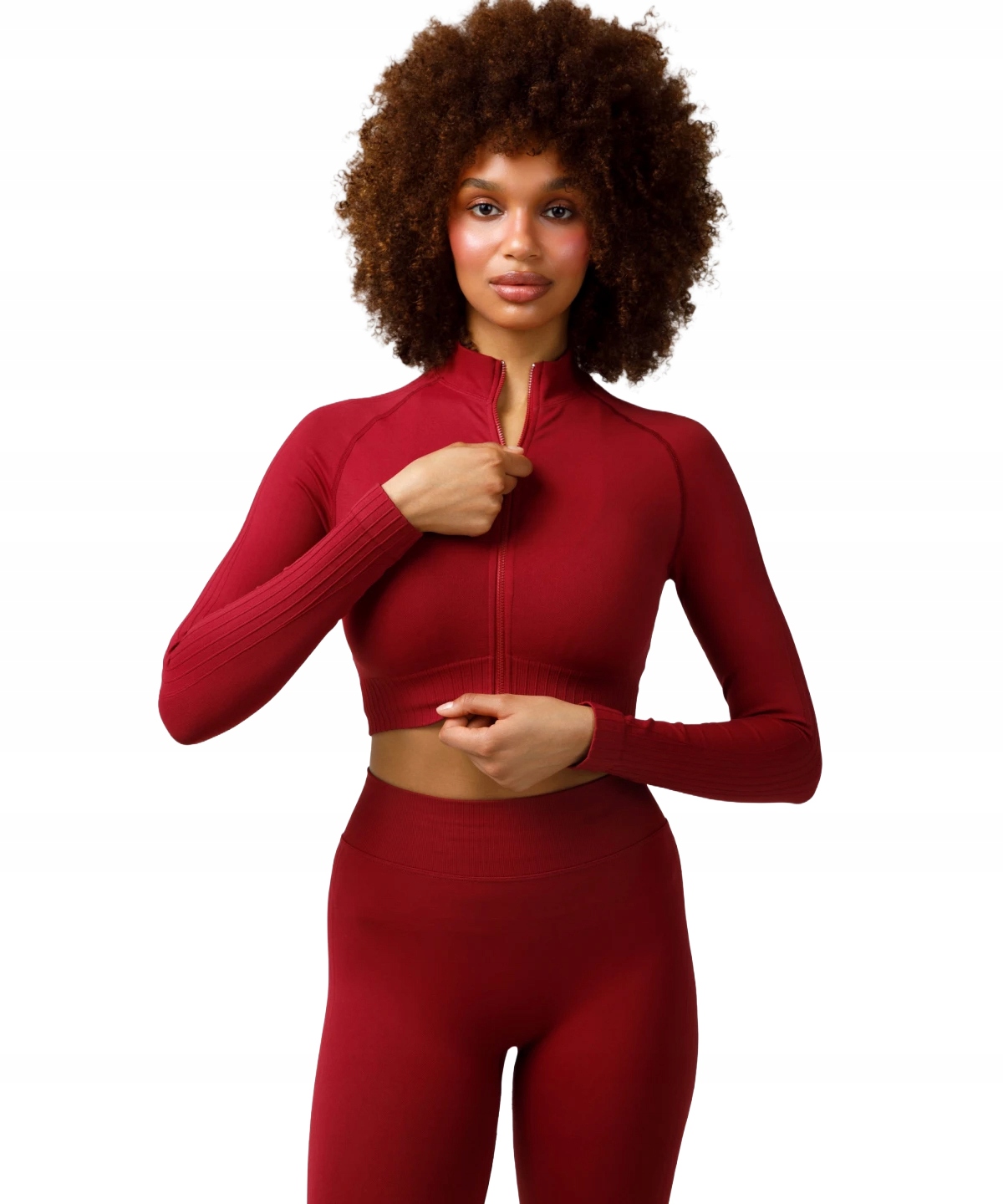 Longsleeve damski sportowy rozpinany bezszwowy Elite Carpatree czerwony S