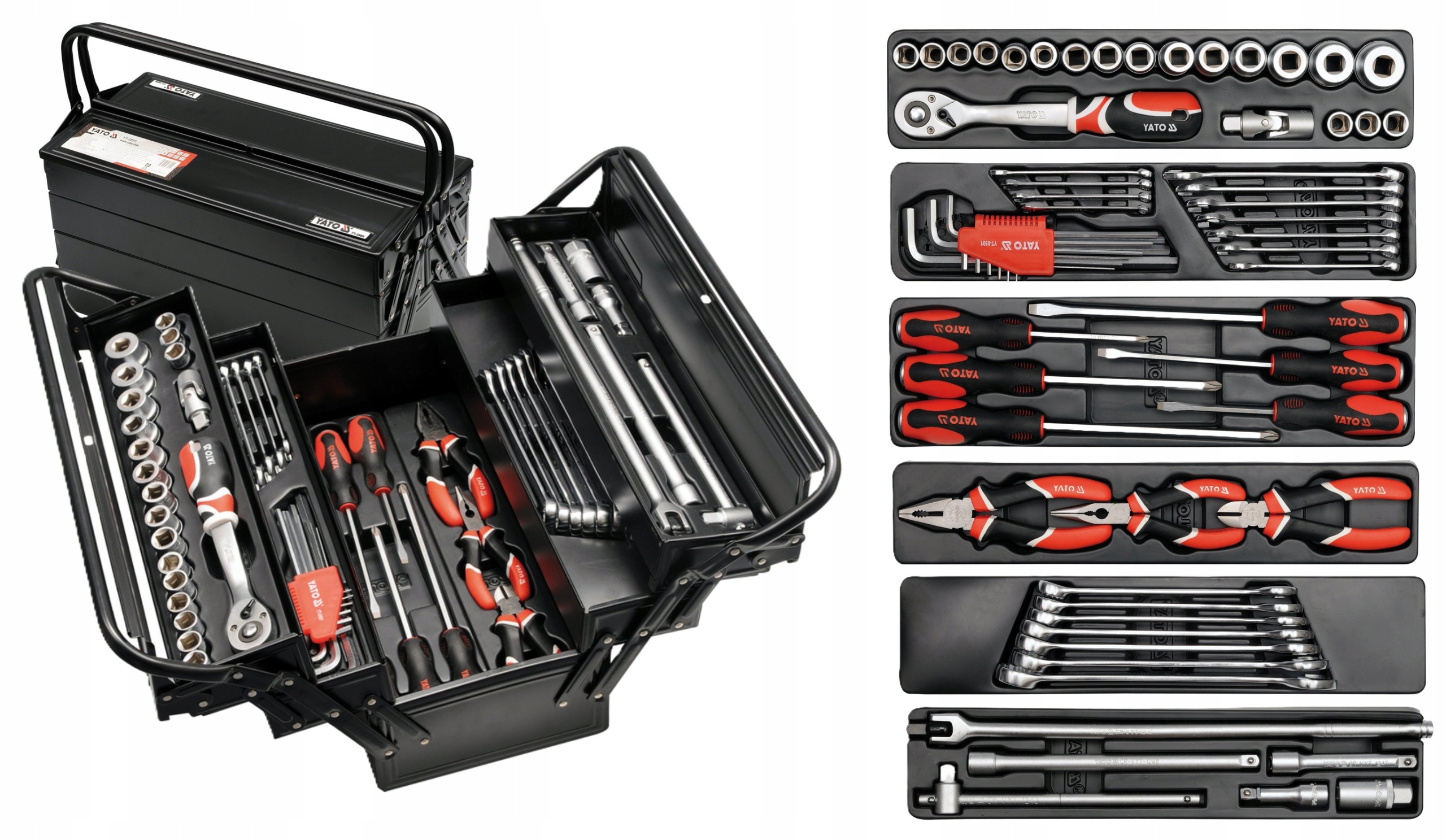 Sada Nástrojov Kovová Skrinka S Nástrojmi 62ks Yato YT-3895