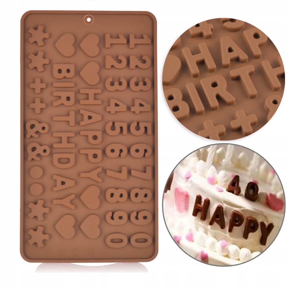 FOREMKA SILIKONOWA cyferki DO CZEKOLADY HAPPY BIRTHDAY literki ŻELKÓW MASY EAN (GTIN) 3415410296245