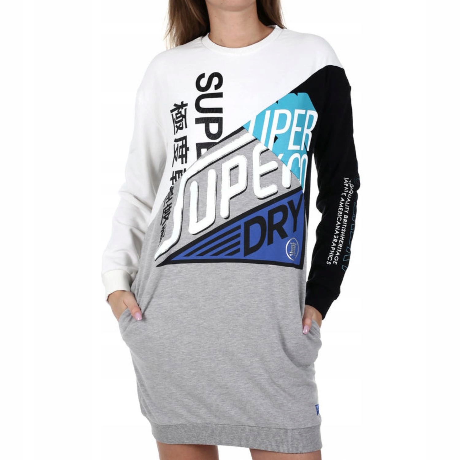 Šaty Superdry teplákové, jednoduché, pohodlné, bavlněné nápisy, velikost vel.