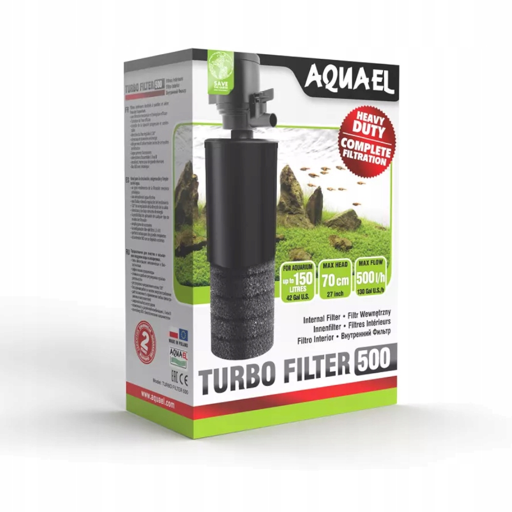 Aquael Filtr Wewnętrzny Gąbkowy Filter Turbo 500 biologiczny do 100 150l