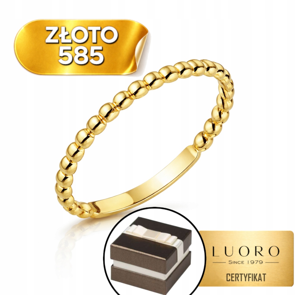 Prstýnek 585 14K S Kuličkami Žluté Zlato Jemný R16