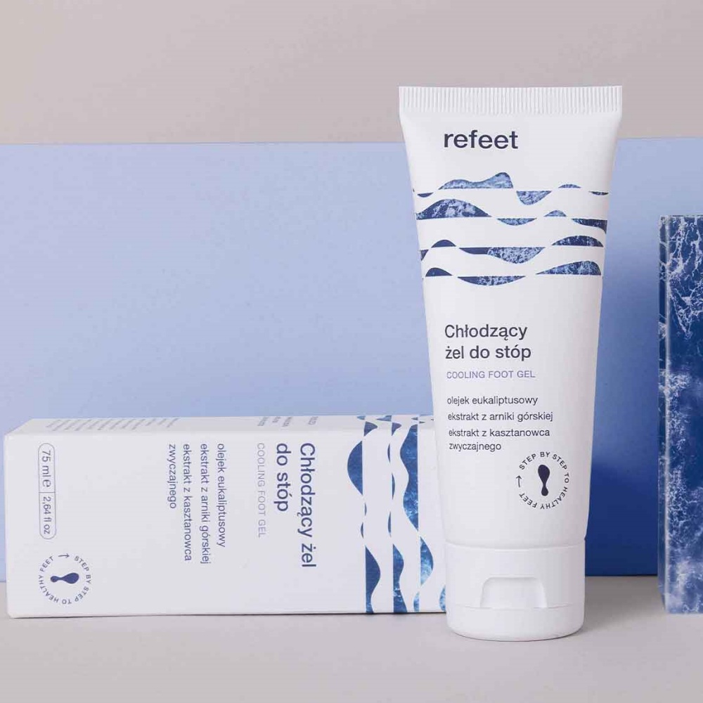 ŻEl do stóp chłodzący OLEJ EUKALIPTUSOWY 75ml Refeet zmęczone nogi Wielkość Produkt pełnowymiarowy