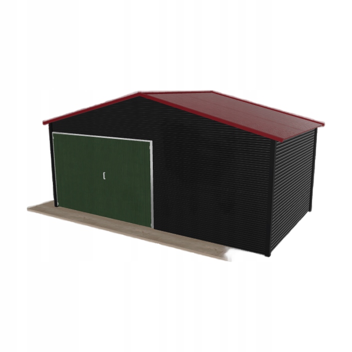 Plechová garáž 5.5 x 3 m jednopolohová, dvouspádová, černá