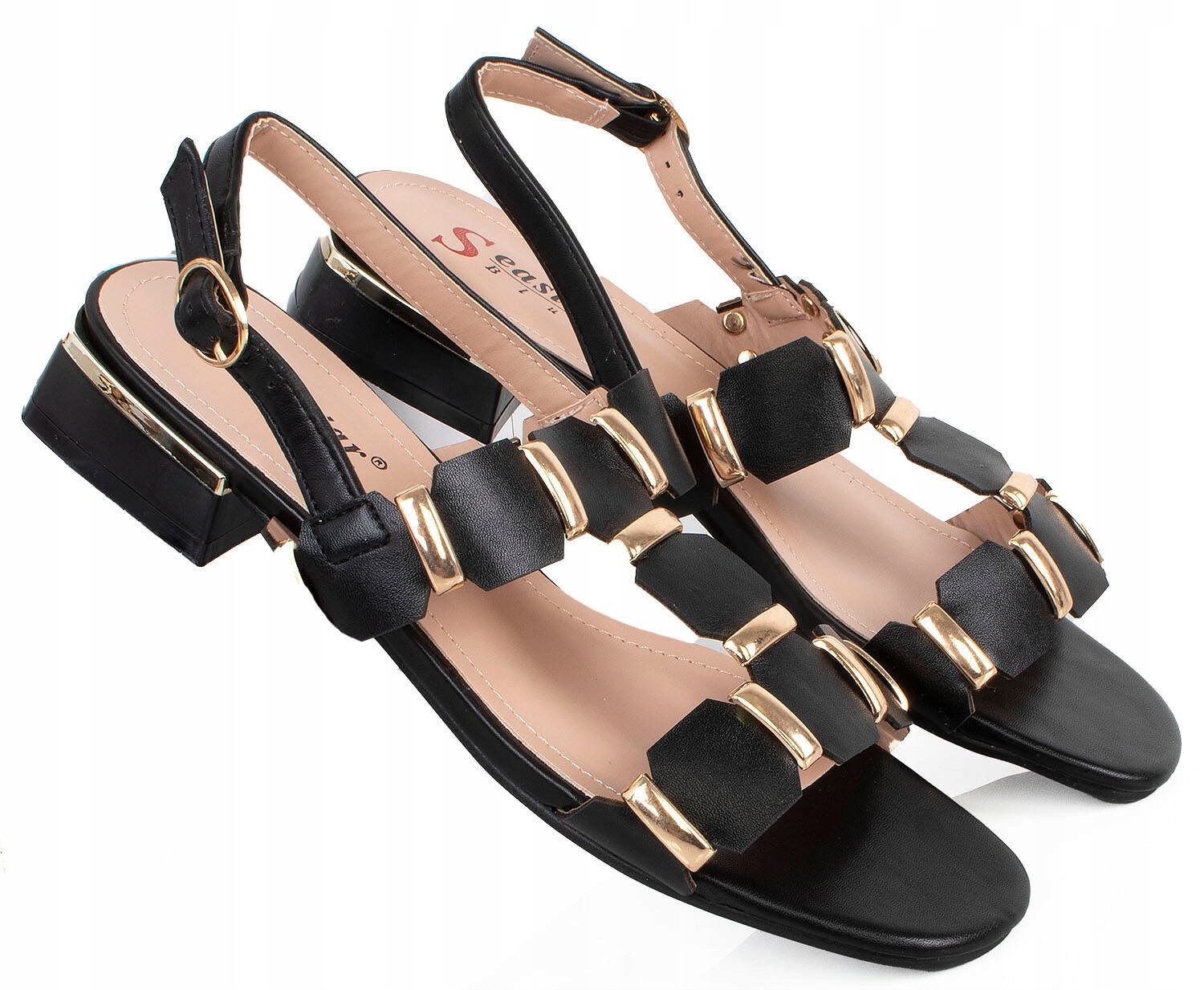 SANDAŁY DAMSKIE CZARNE LEKKIE KLAPKI SKÓRZANE NA OBCASIE 39 Marka Seastar