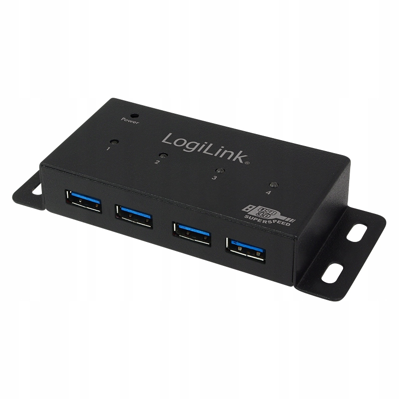 Usb 3.0 Hub Aktivní LogiLink 4 porty Rychlý 5Gbs Kovové pouzdro Napájecí adaptér