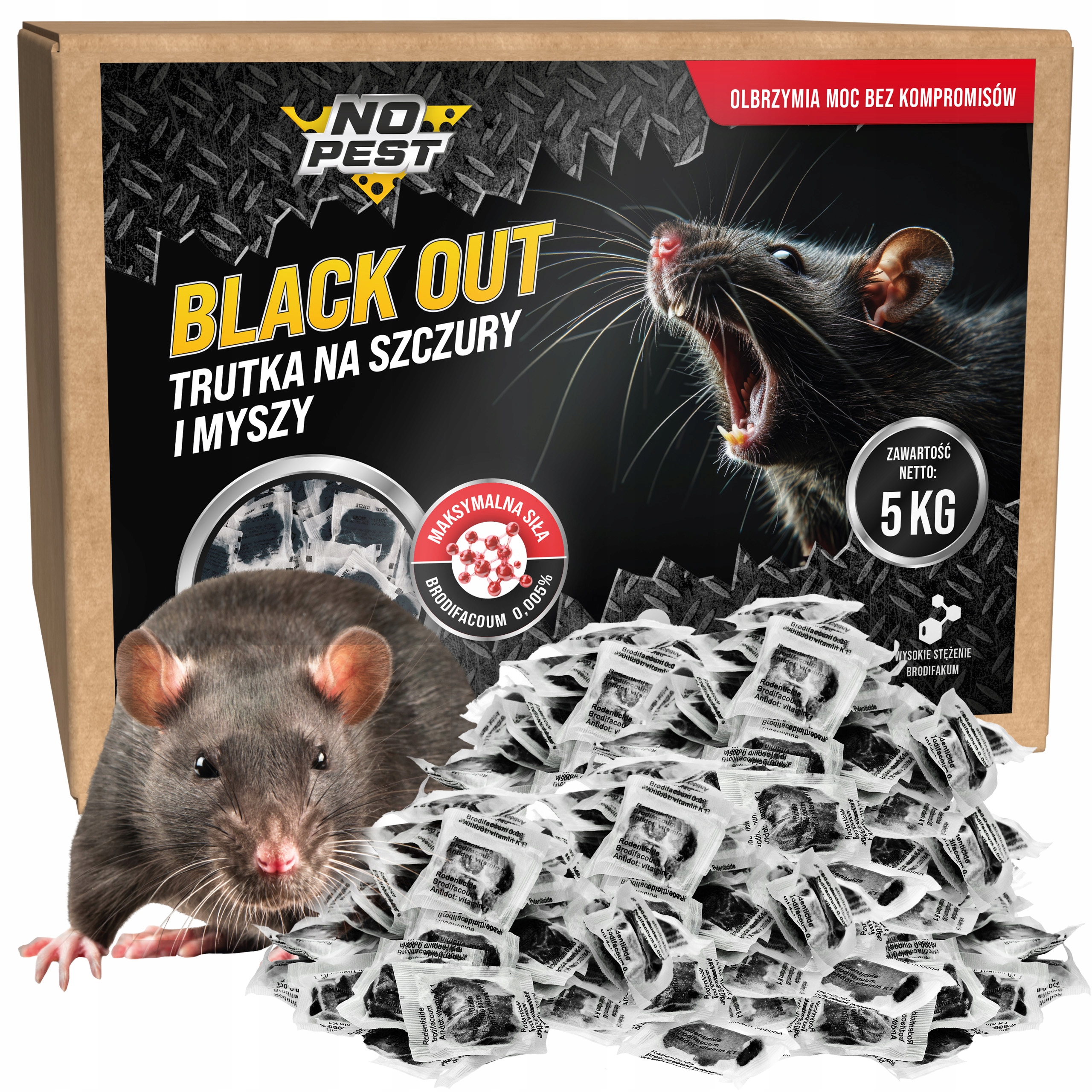 Trutka Trucizna Na Szczury Myszy Gryzonie Mocna Czarna Pasta 5KG No Pest