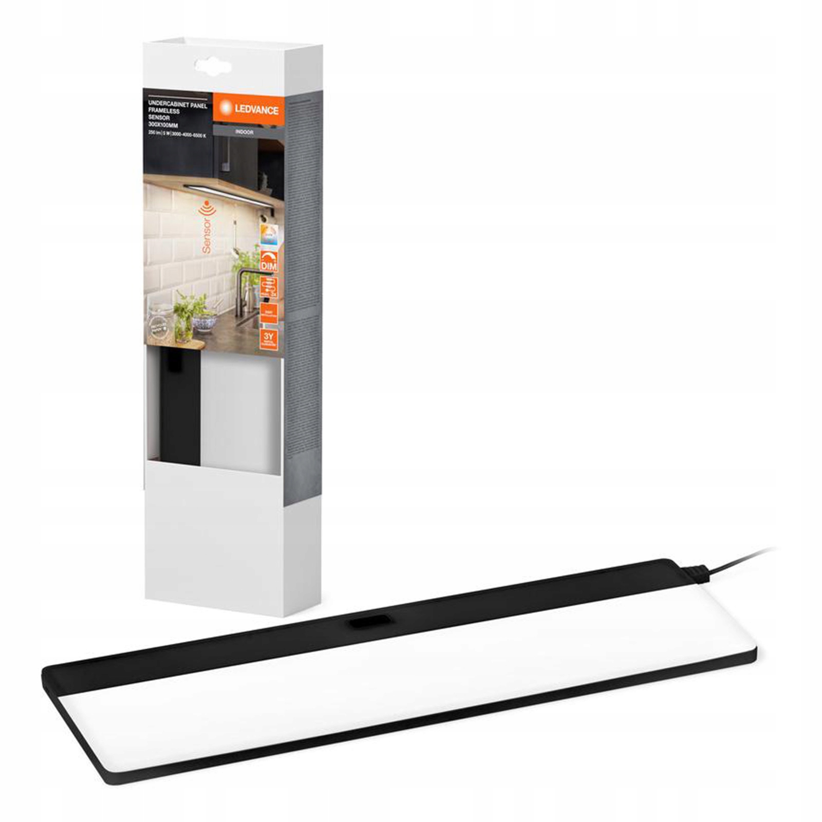 Podskříňková Led lampa Lišta Snímač pohybu Bezrámečková 5W 220lm Cct 30x10cm
