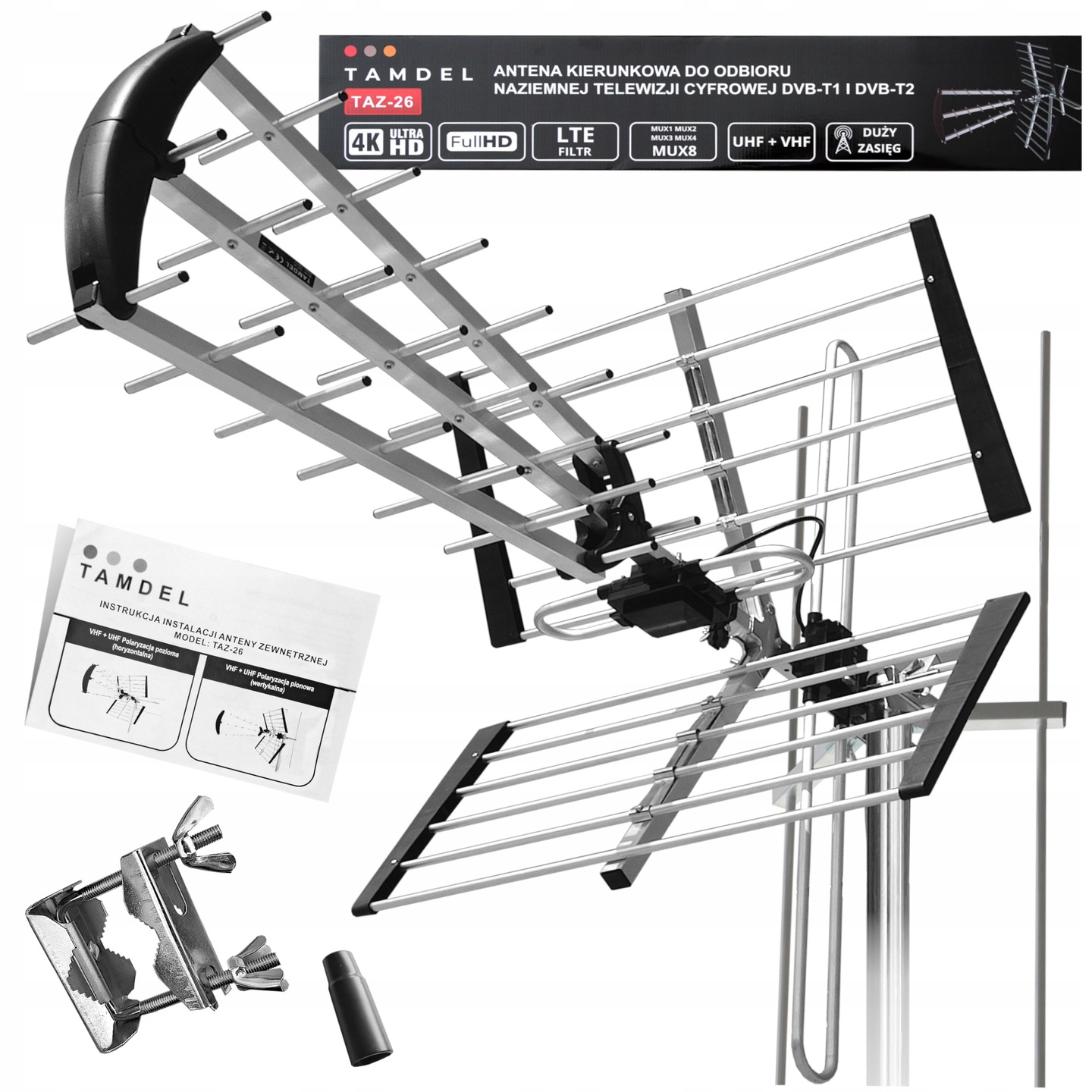 Antena Do Tv Naziemnej Zewnętrzna DVB-T2 MUX8 Lte Full Hd 4K Premium