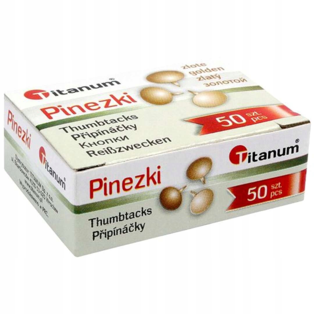 

Pinezki do tablic szpilki Złote dekoracyjne x50