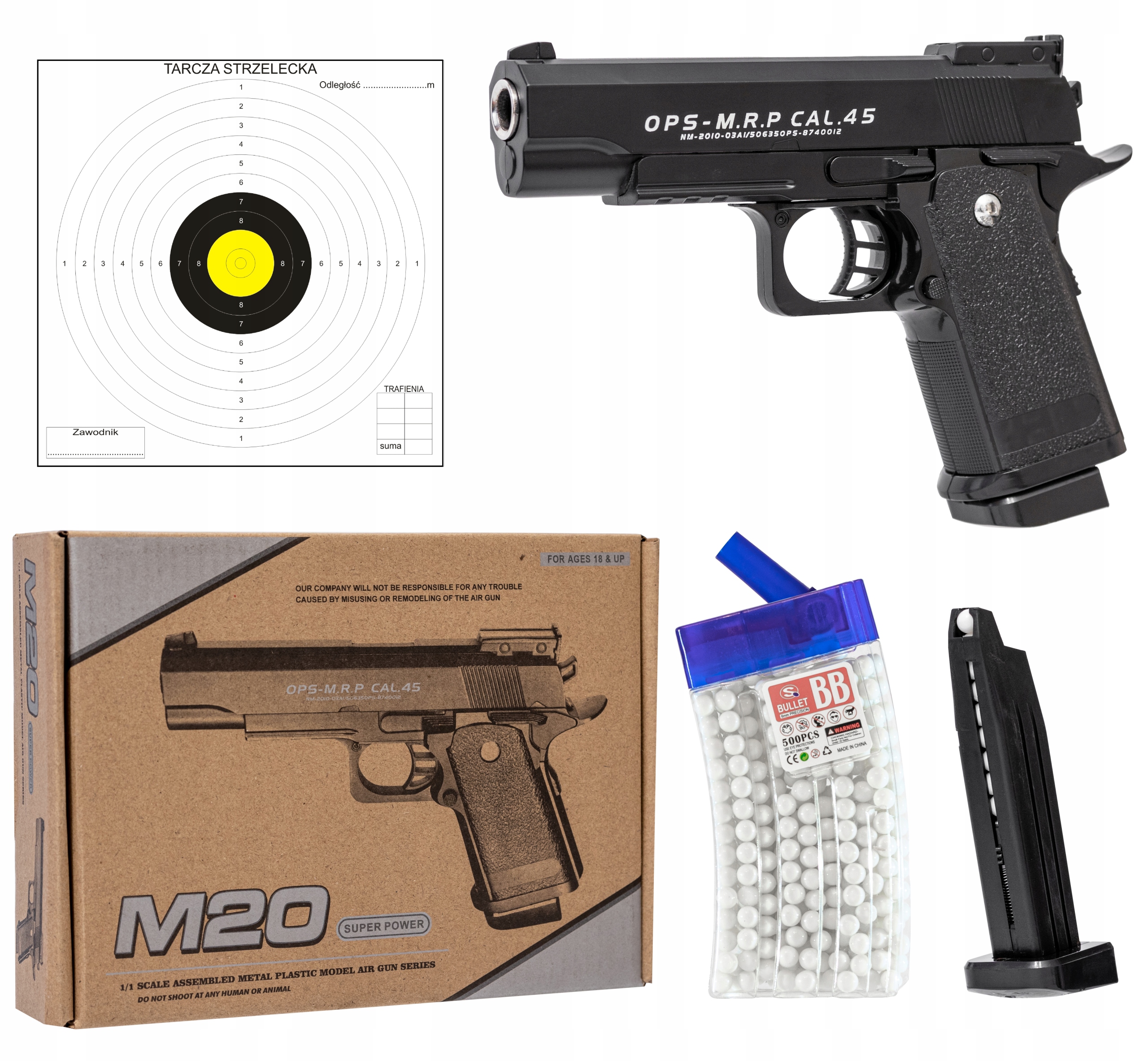 

Pistolet Na Kulki Metalowy Colt 500 Kulek Tarcza