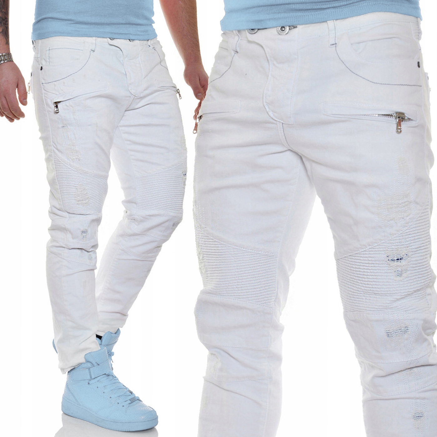 Pánské džínové kalhoty joggery Džíny zúžené, nařasené