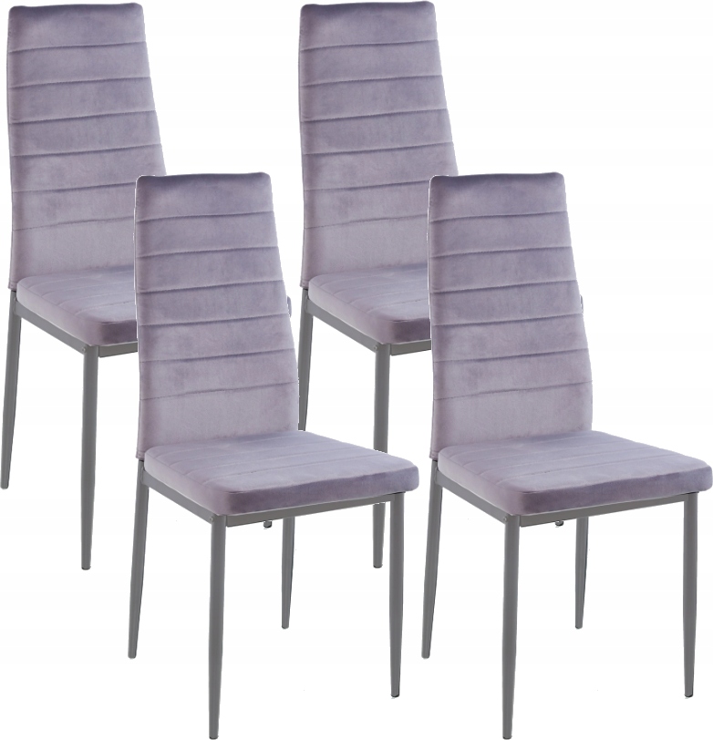Zestaw 4x krzesło Bergamo szare Welur