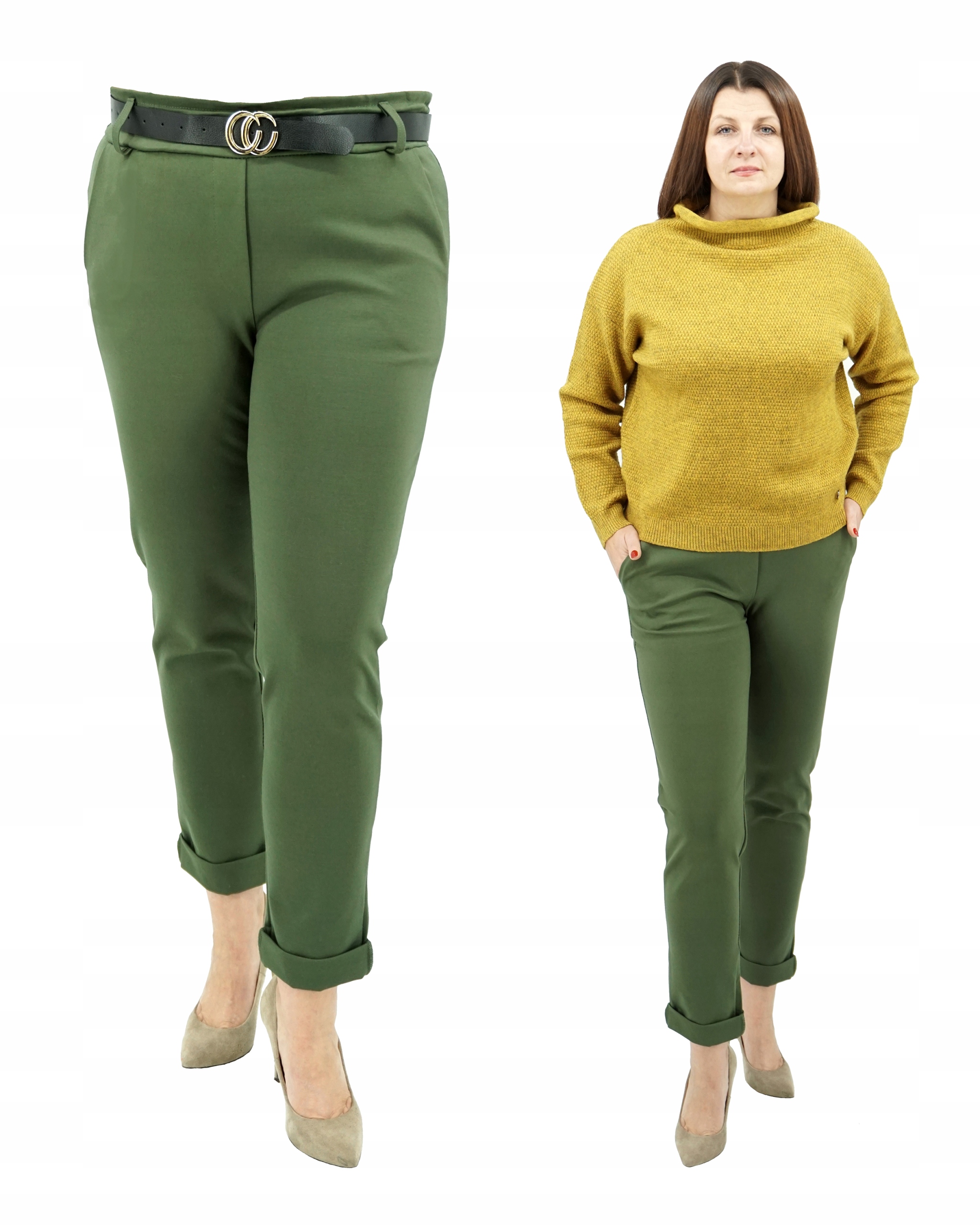 

Modne Spodnie Cygaretki Na Gumce Wysoki Stan Zi-l