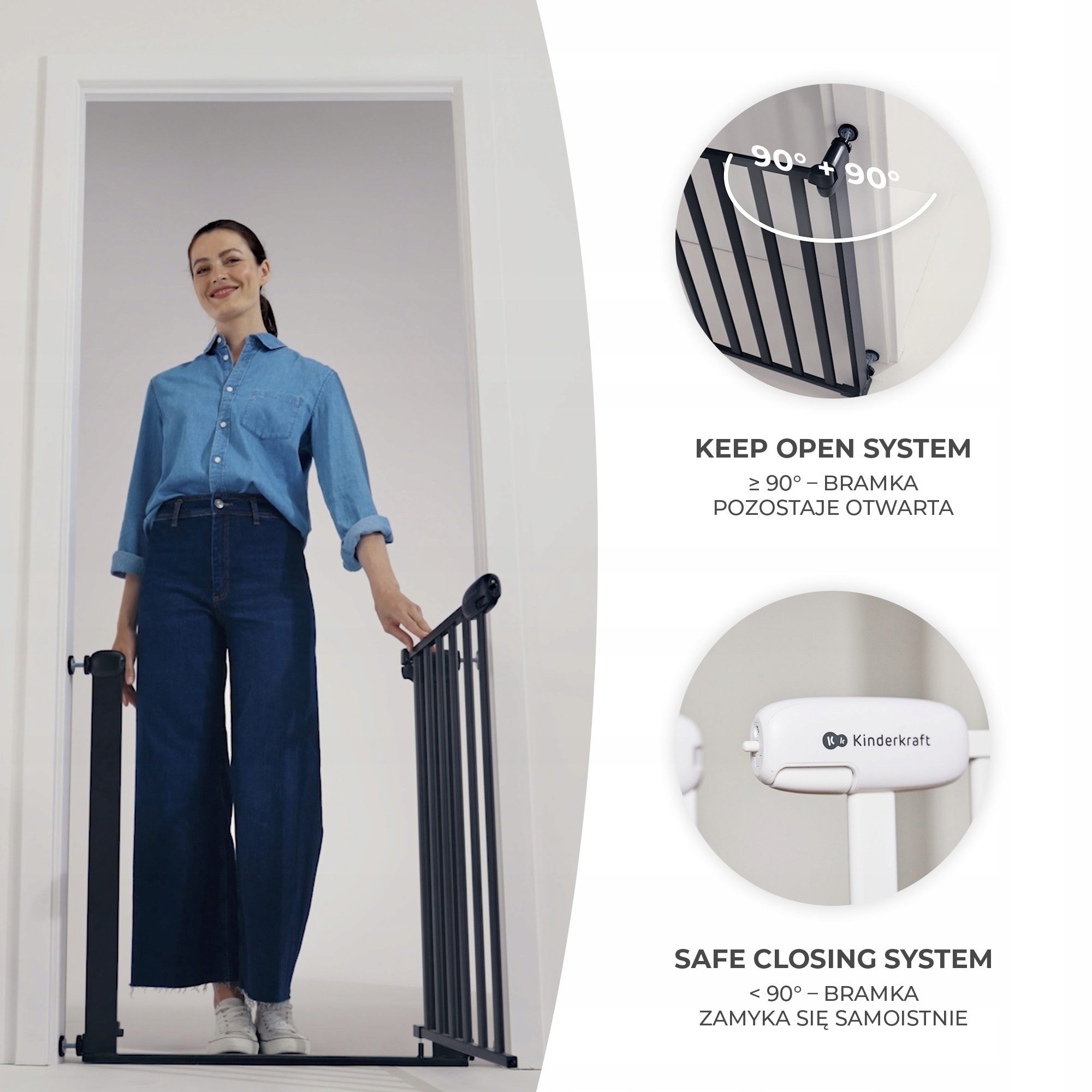 BRAMKA BARIERKA ZABEZPIECZAJĄCA na Schody DRZWI OCHRONNALOCK&GO KINDERKRAFT Rodzaj akcesoria przykręcana rozporowa