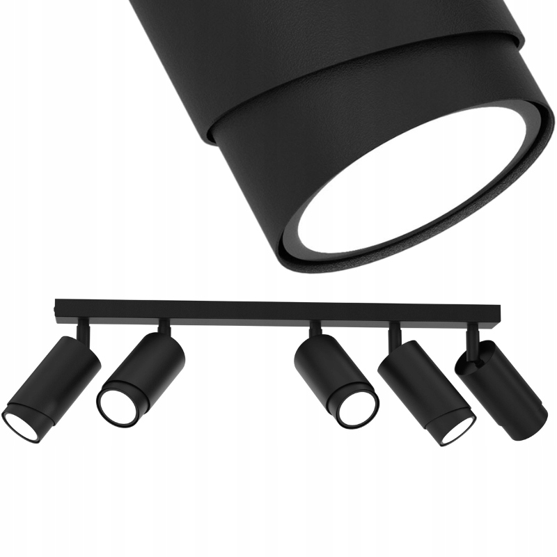 Stropná lampa Led nastaviteľná 5x Gu10 Bevel čierna