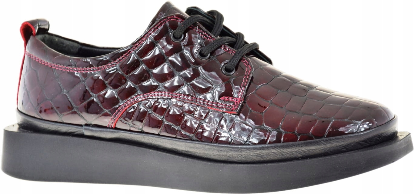 Exkluzivní Dámské Polobotky Z Kůže Bordové Barvy 53C0853 40