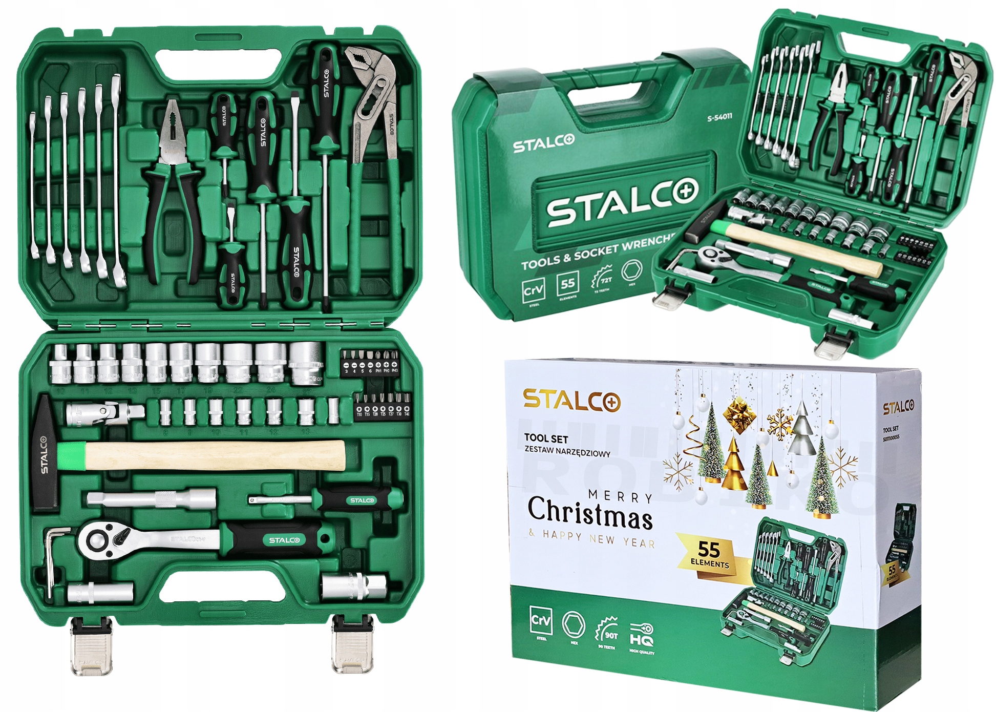 Zestaw Narzędziowy Klucze Nasadowe 1/2" 1/4" 55 Elementów Stalco S011100055