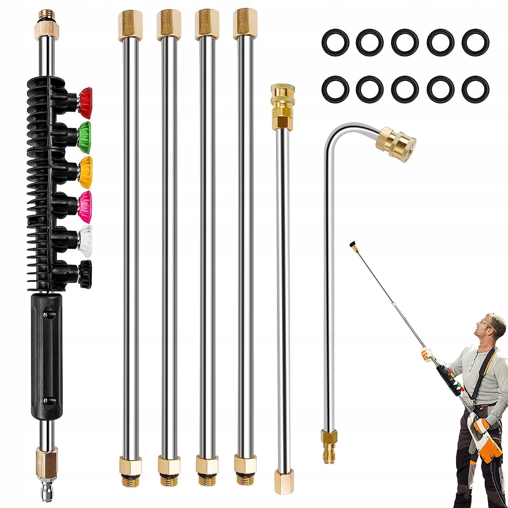 Sada Pro Čištění Pod Tlakem – 7 Prodlužovacích Nástavců 6 Trysek 1/4"