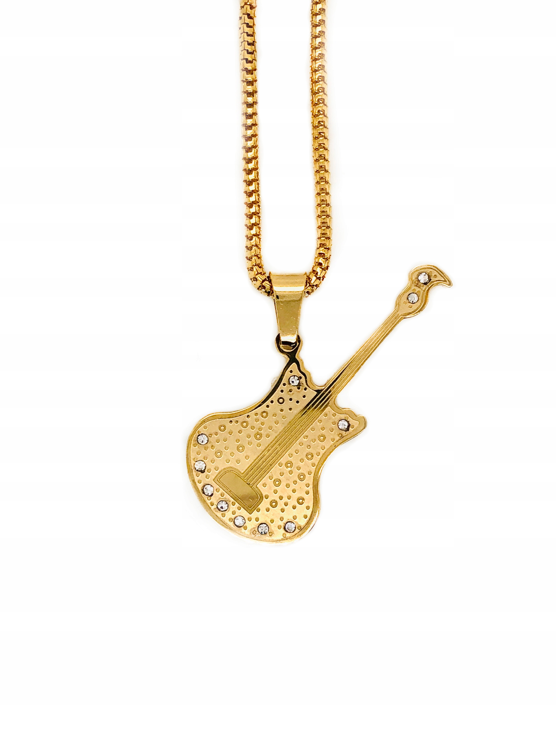 Naszyjnik wisior Stalowy złota gitara