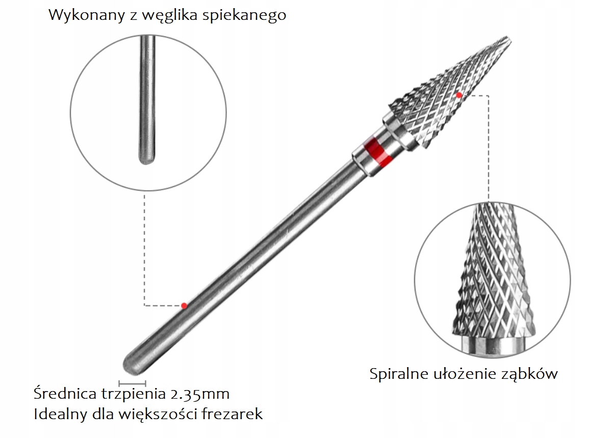 FREZ KARBIDOWY DO MANICURE STOŻEK SZPIC DELIKATNY Marka inna marka