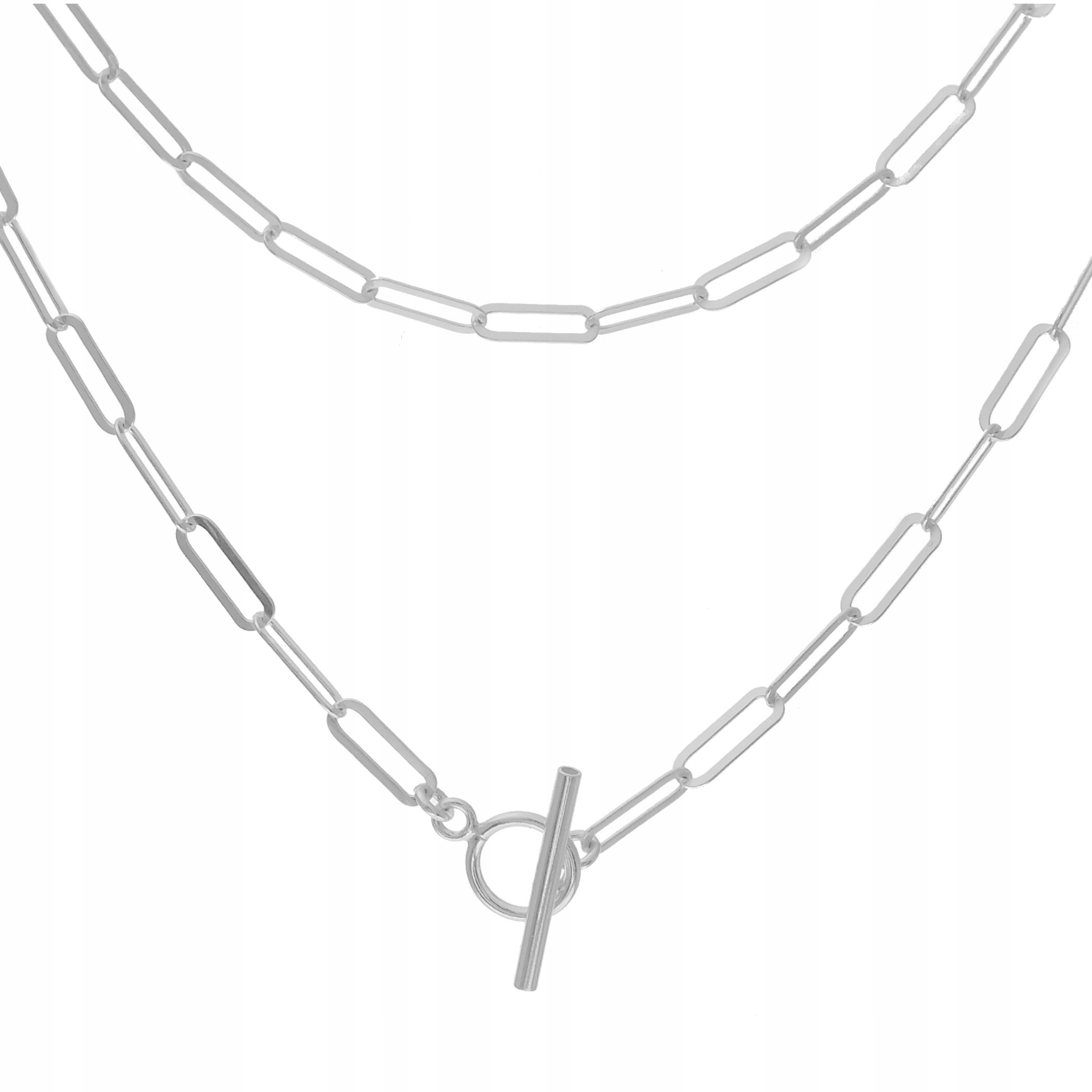 Naszyjnik srebrny 925 Spinacz modny naszyjnik damski na szyję toggle srebro