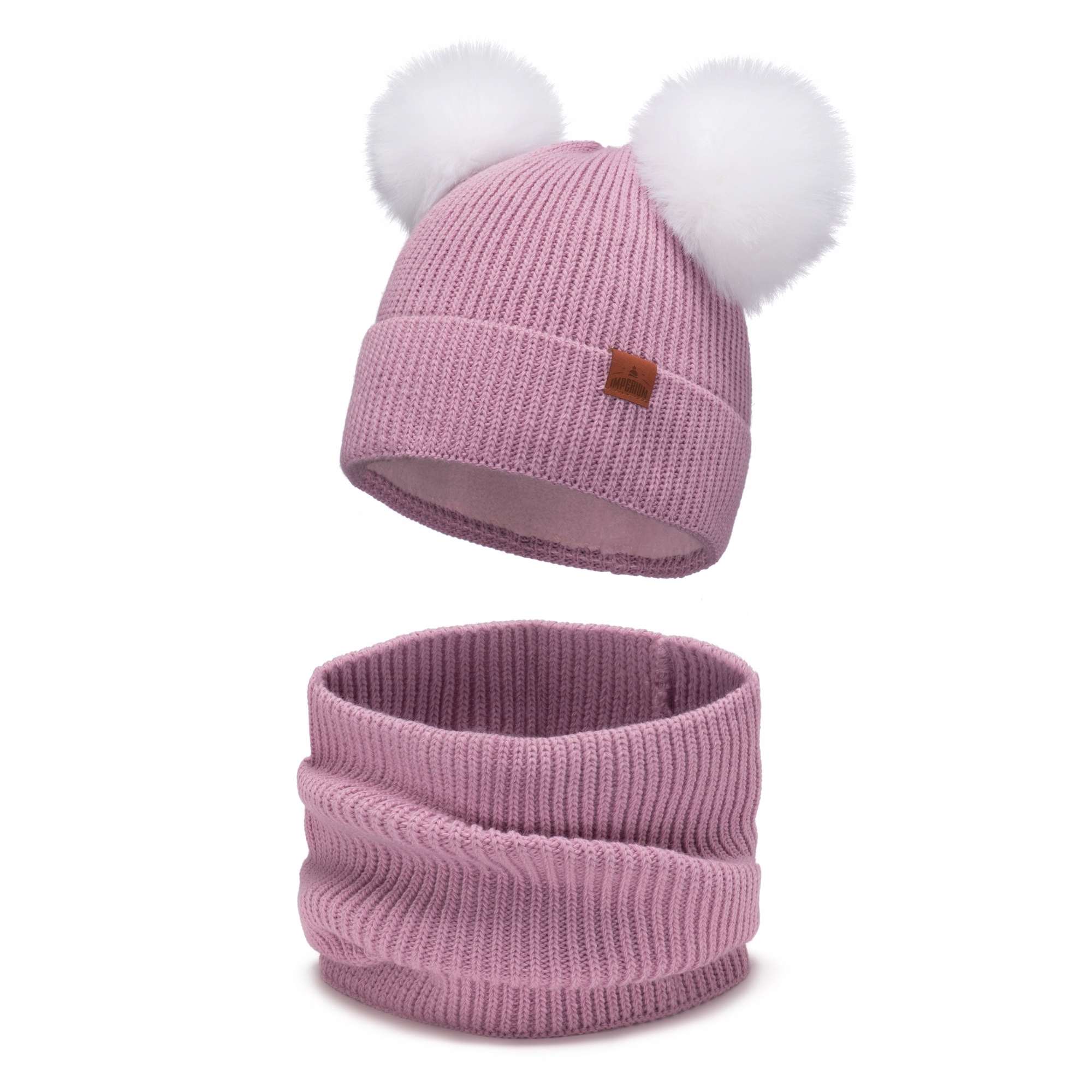 

Czapka zimowa dwa pompony komin Wrzosowy 46-50